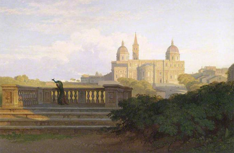 Penry Williams,Vue sur Santa Maria Maggiore depuis les jardins de la villa Negroni (environ 1827)